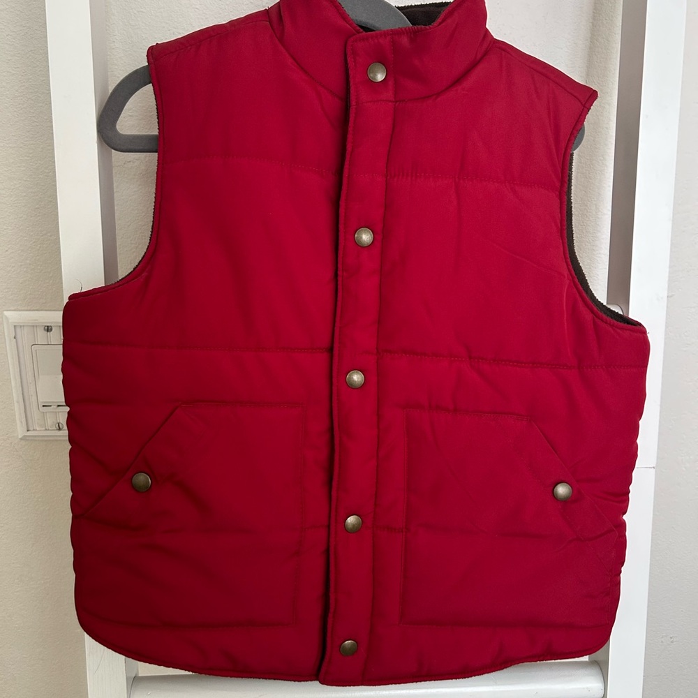Janie and Jack Red Quilted Vest with Snap Buttons